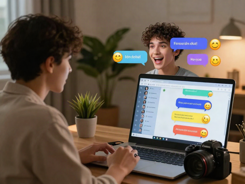 Engaging virtual conversation in free ai sex chat environment with colorful emojis and playful interaction