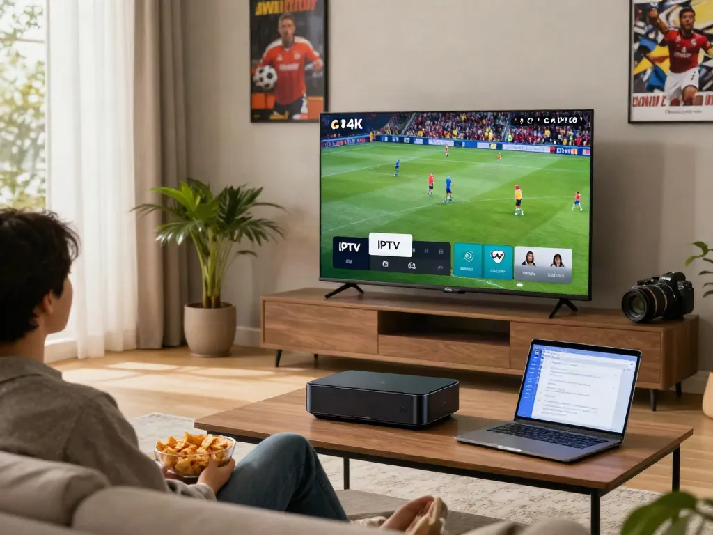 Enjoying a 4K IPTV stream in a cozy living room while watching sports live.