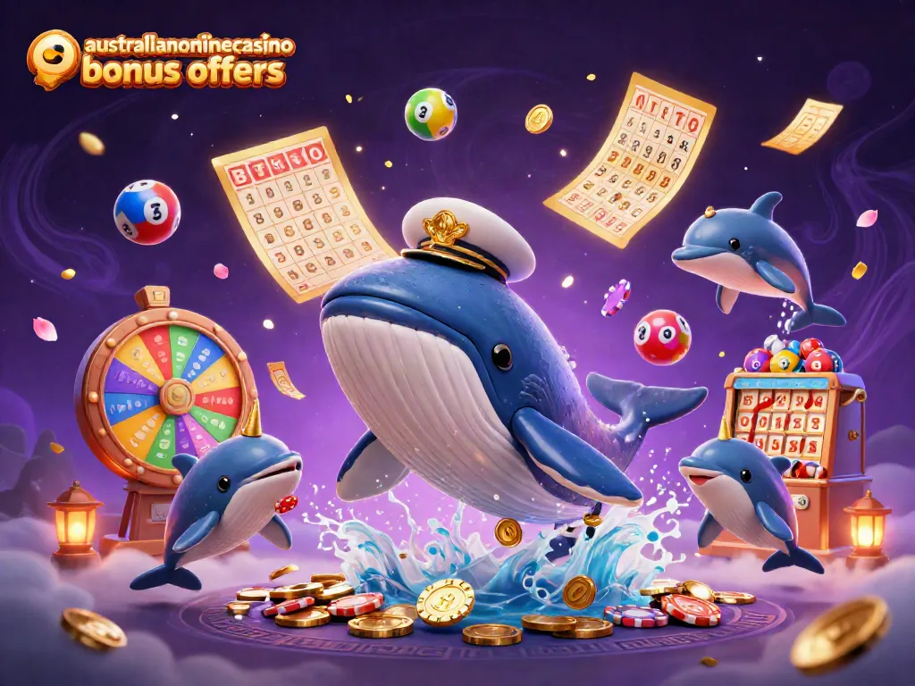Engage with exciting australianonlinecasino bonus offers while enjoying vibrant 3D casino-themed illustration.
